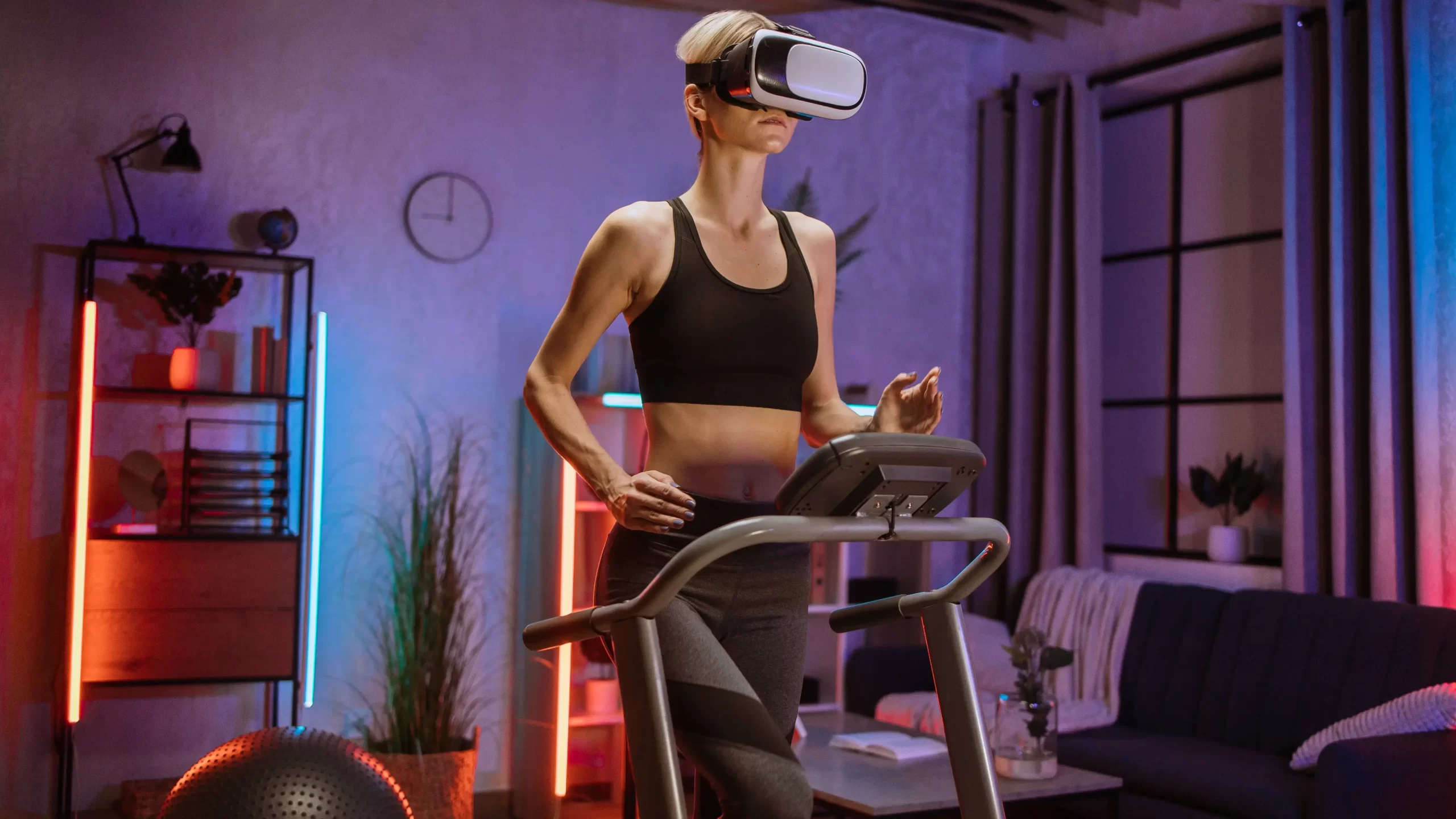 A woman doing virtual reality exercises 