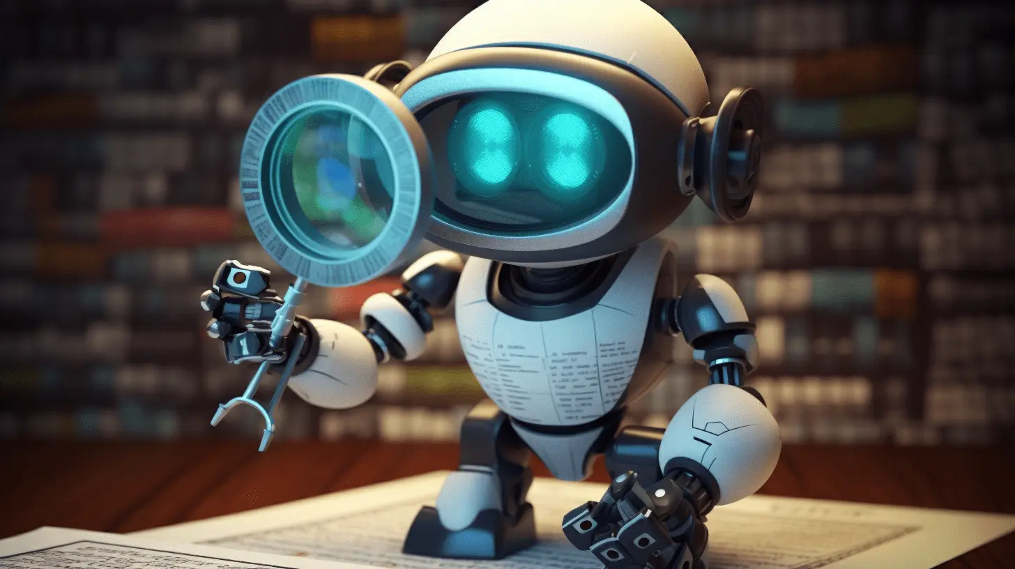 A robot using a magnifying glass