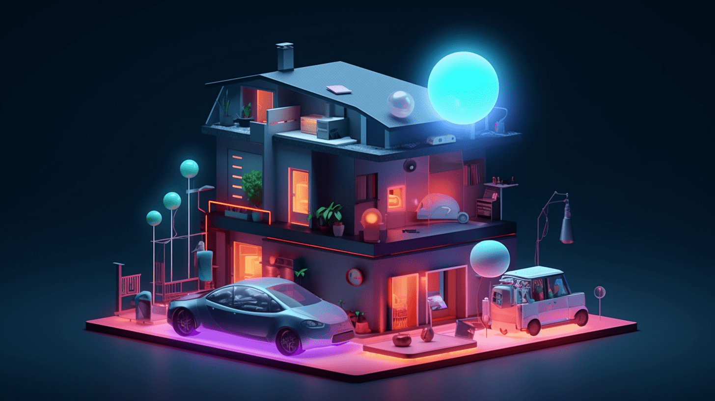 a home setting with items all glowing with a common color