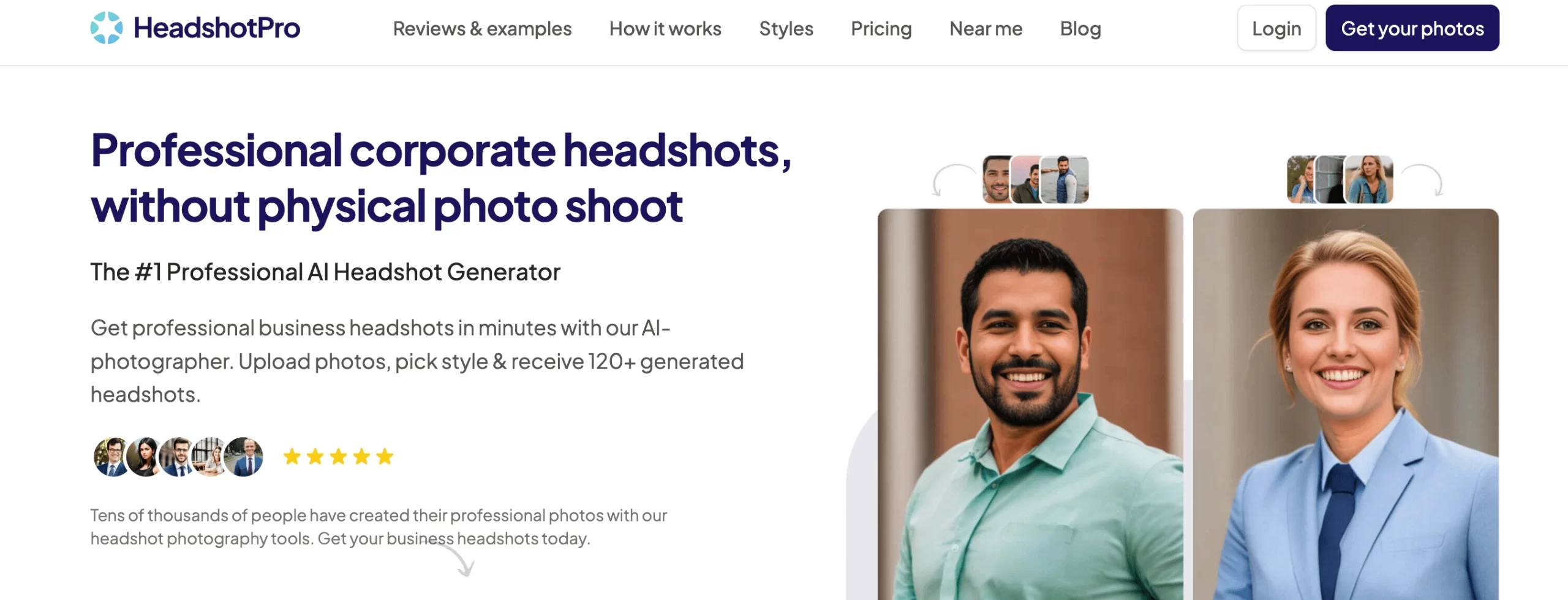 HeadshotPro's website home page