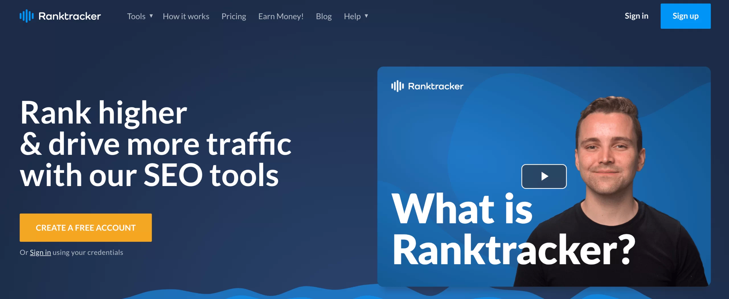 Ranktracker's website homepage
