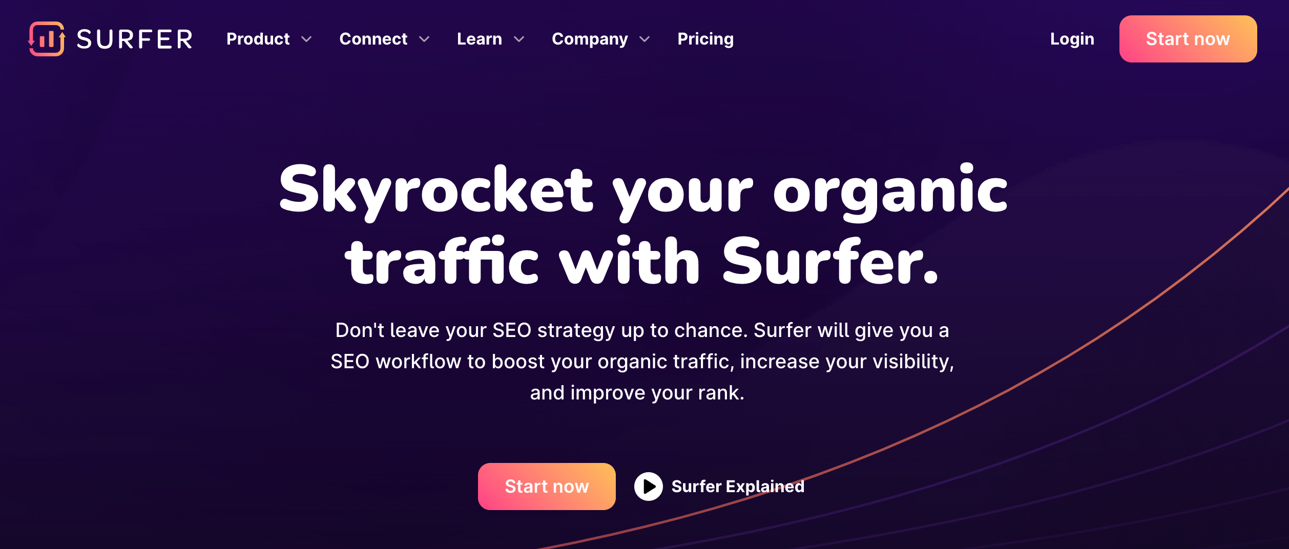 Surfer SEO's website homepage