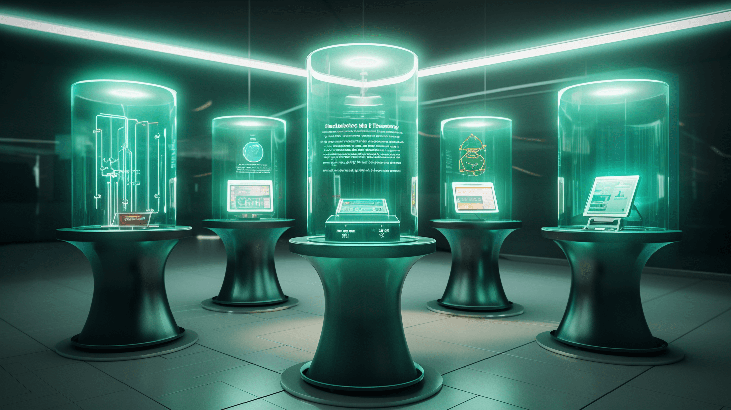 an interactive museum exhibit showcasing different types of conversational AI technology