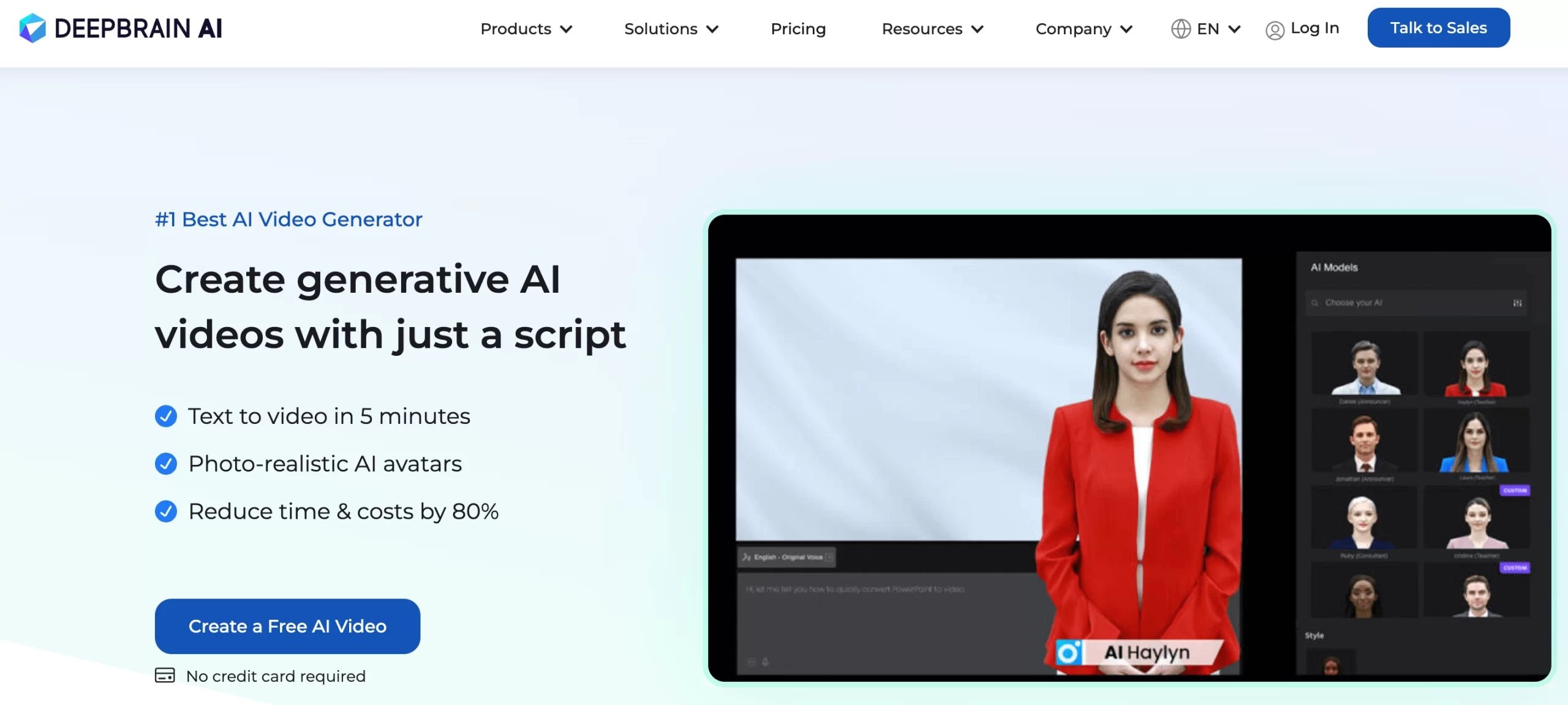 DeepBrain AI's website homepage