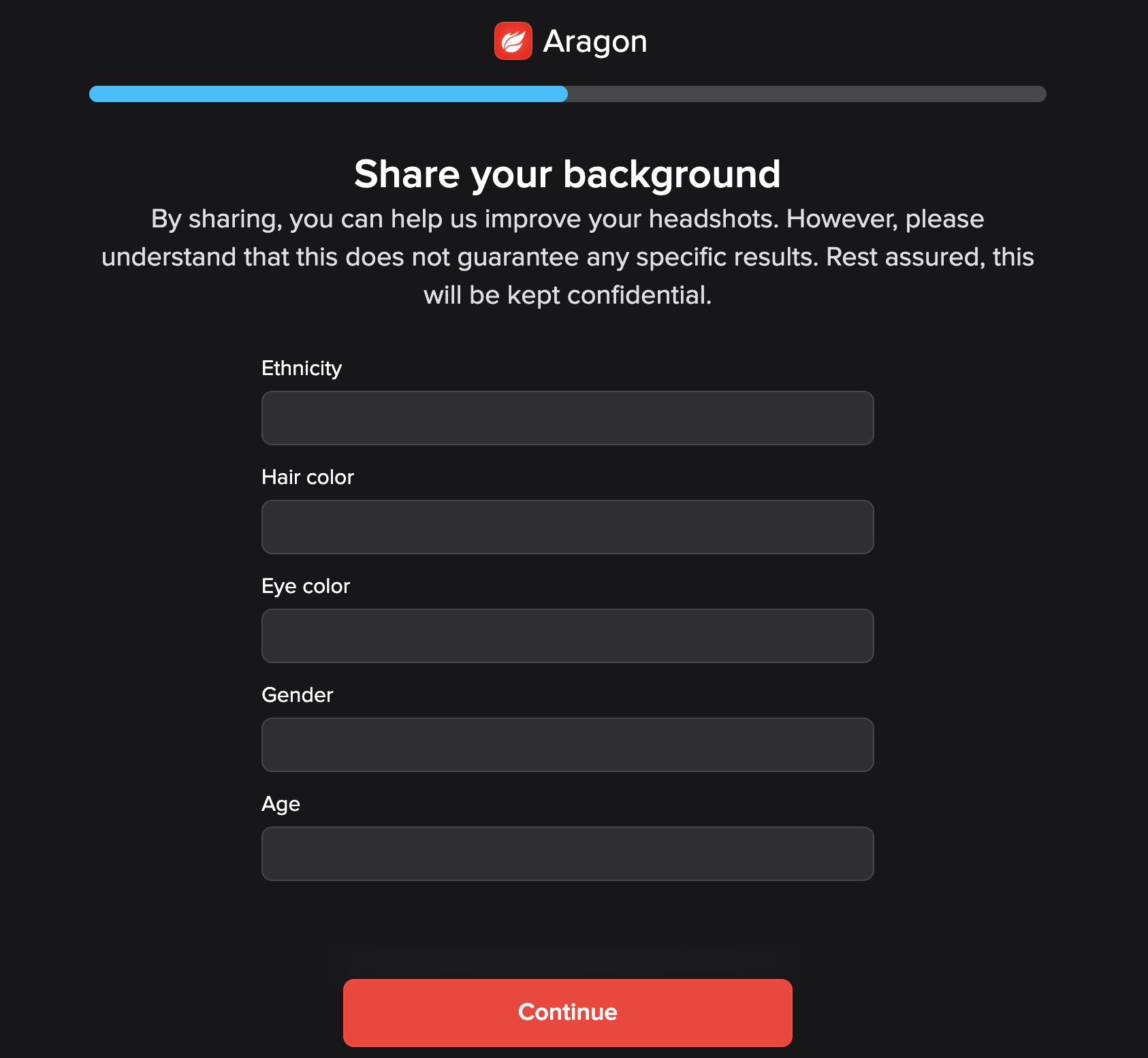 Screenshot of personal info needed to use Aragon AI