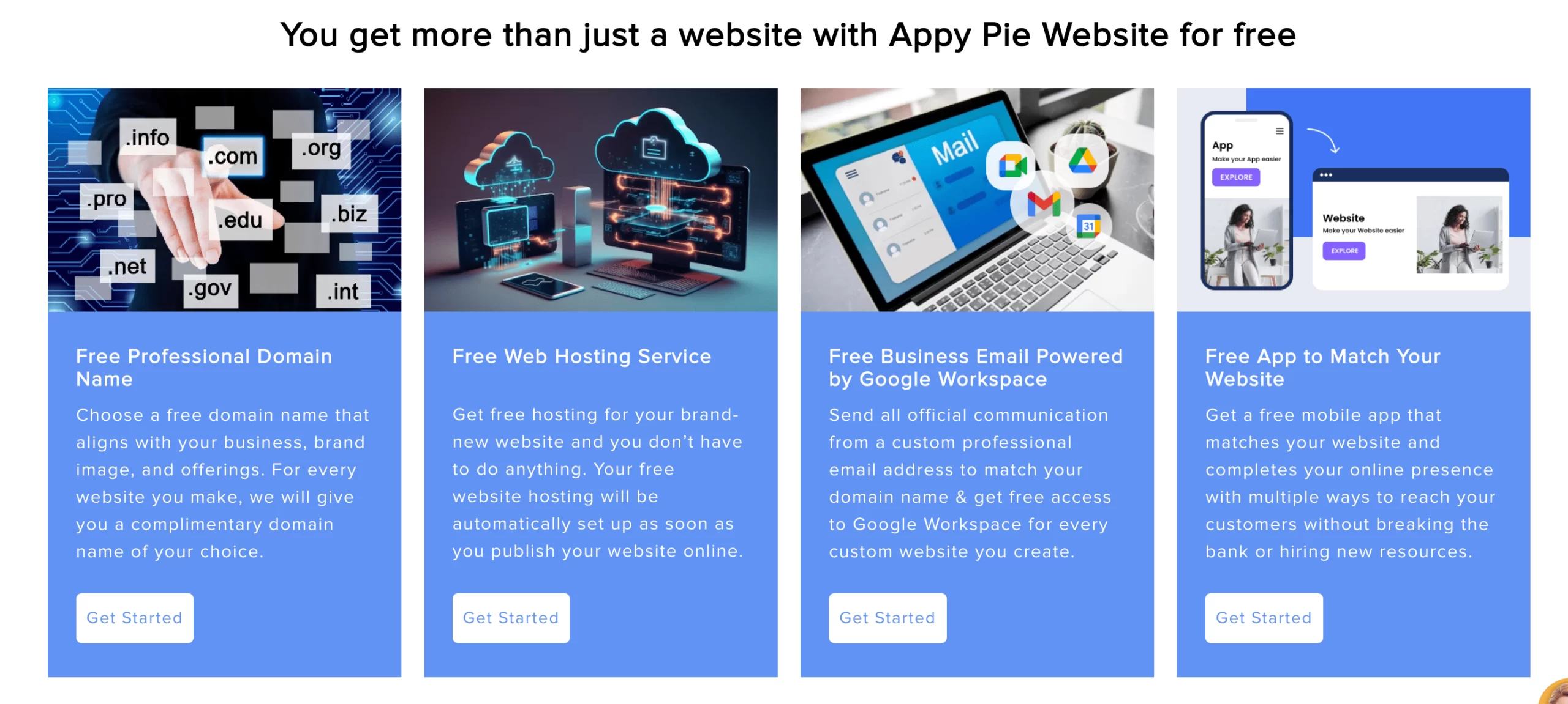 Appypie's features from their website