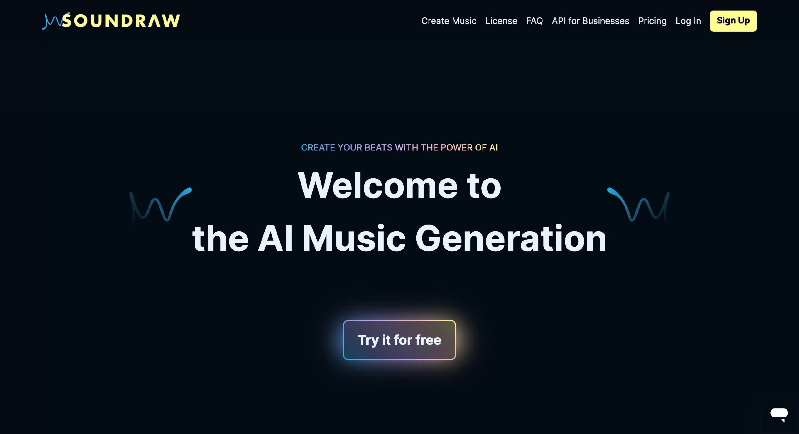 Screenshot of Soundraw's Website Homepage (February 2024)