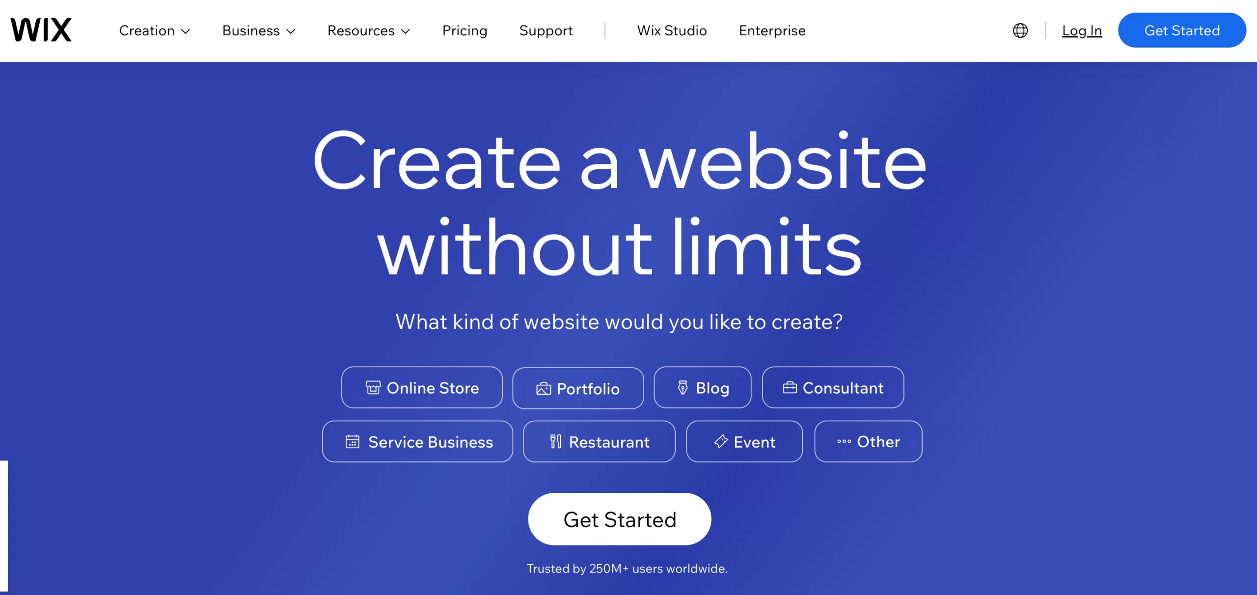 Wix's website homepage - February 2024